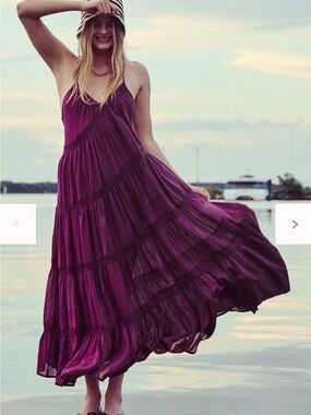 Free People Horizon Coast Maxi Dress Large Purple Grape Escape NWT